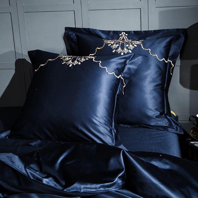 Royal Blue Ocean Luxury Jaquard Bedding Set (Egyptian Cotton)