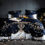 Royal Blue Ocean Luxury Jaquard Bedding Set (Egyptian Cotton)