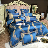 Royal Blue Temple Of Luxury Jaquard Bedding Set (Egyptian Cotton)