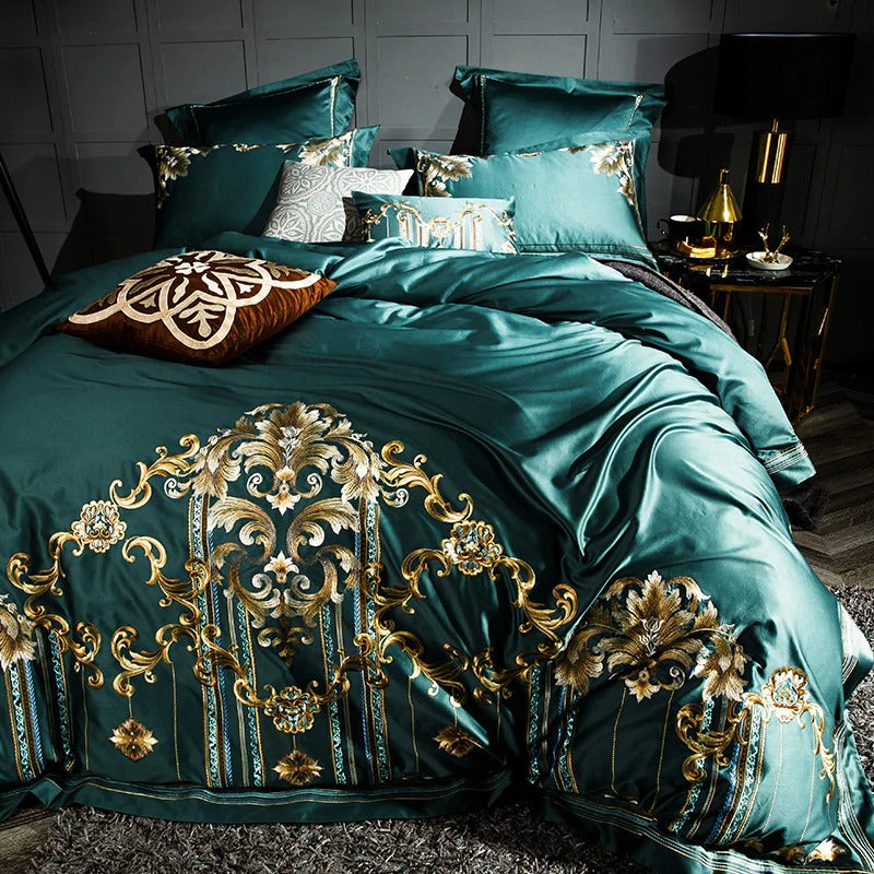 Cleopatra's Emerald Luxury Jaquard Bedding Set (Egyptian Cotton)