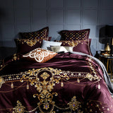 Silky Golden Wine Luxury Jaquard Bedding Set (Egyptian Cotton)