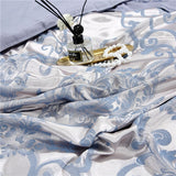 Adelais Soft Cornflower Blue Silky Jaquard Bedding Set