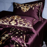 Royal Temple of Burgundy Luxury Jaquard Bedding Set (Egyptian Cotton)