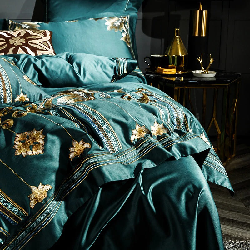 Cleopatra's Emerald Luxury Jaquard Bedding Set (Egyptian Cotton)