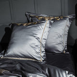 Royal Grey Gold Temple Luxury Jaquard Bedding Set (Egyptian Cotton)