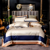 Cream and Blue Elegance Bedding Set (Egyptian Cotton)