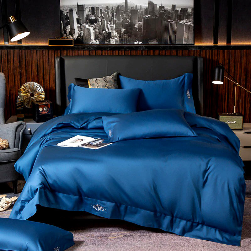 Classic Royal Blue Silky Bedding Set (Egyptian Cotton)
