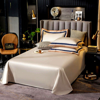 Cream and Blue Elegance Bedding Set (Egyptian Cotton)